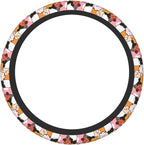 Cute Paw Print Steering Wheel Cover for Women, Universal Auto Steering Wheel 14-15 Inch Car Interior Accessories with 2PCS Car Coasters, Suitable for Men and Women