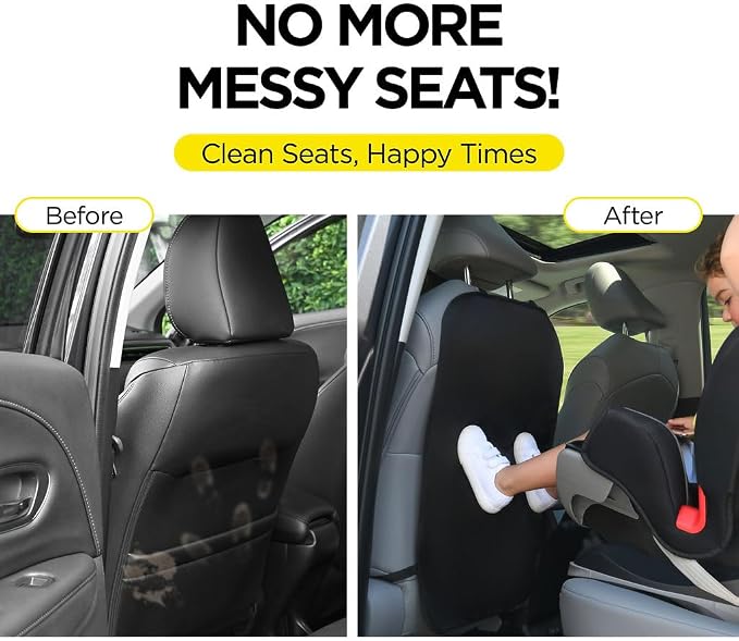 Back Seat Cover for Kids, 2 Pack X-Large Waterproof Kick Mats Backseat Protector, Durable Car Seat Back Protectors for Vehicles to Protect from Dirt, Mud & Scratches, Fits Most SUVs and Vans