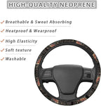 Steering Wheel Cover Vintage Horse Hibiscus Flower Pattern Full Surround Auto Steering Wheel Protector with a Diameter of 15" Steering Wheels Accessories for Car SUV Van Truck