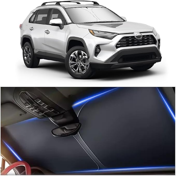 Car Windshield Sun Shade Compatible with Toyota RAV4 2019-2025,Oxford Cloth Sun Shade for Car Windshield with Foldable Design,Windshields Cover Suns Shades for Blocking Heat with Storage Bag