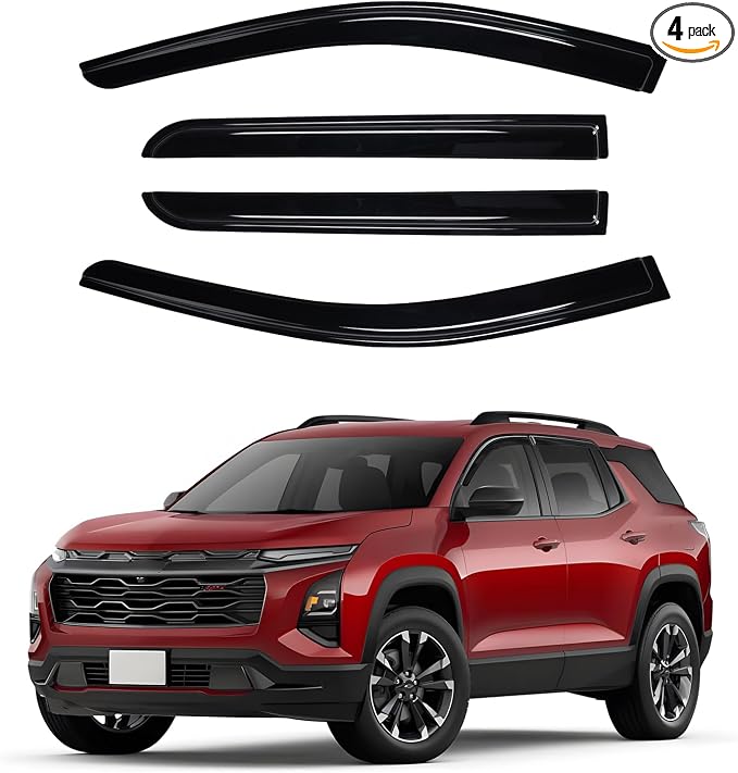 Window Visors Rain Guards for 2025 2026 Chevrolet/Chevy Equinox Accessories(Not for EV), Outside-Mount Tape-On Side Window Wind Deflectors Vent Visors Shades Rainproof Black 4PCS