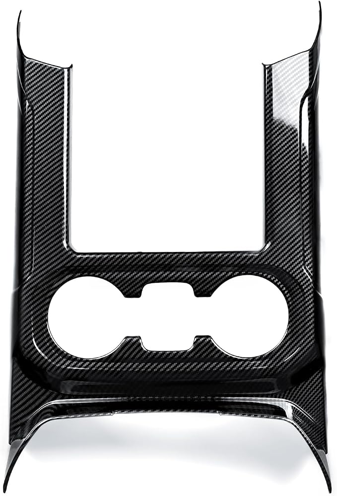 Car Sticker Center Console Front Cup Holder ABS Carbon Fiber Decal Interior Trim Cover for 2019-2025 Chevy Silverado | for 2019-2021 GMC Sierra 1500 2500 3500 HD Accessories
