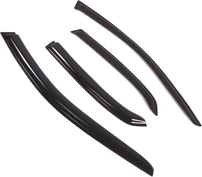 WD2-751 Dark Smoke 4 Pcs Set Window Visor (Outside Mount) Deflector Rain Guard Compatible with 1999-2006 Volvo S80