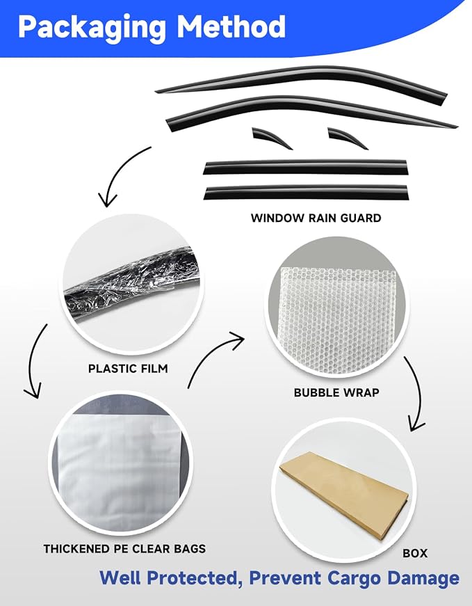 Low-Profile Window Rain Guards Fit for Toyota Rav4 2019 2020 2021 2022 2023 2024 2025, Tape-On Visors Vent Visors Window Deflector Out-Channel Vent Shades for 19-25 Rav 4-6 pcs