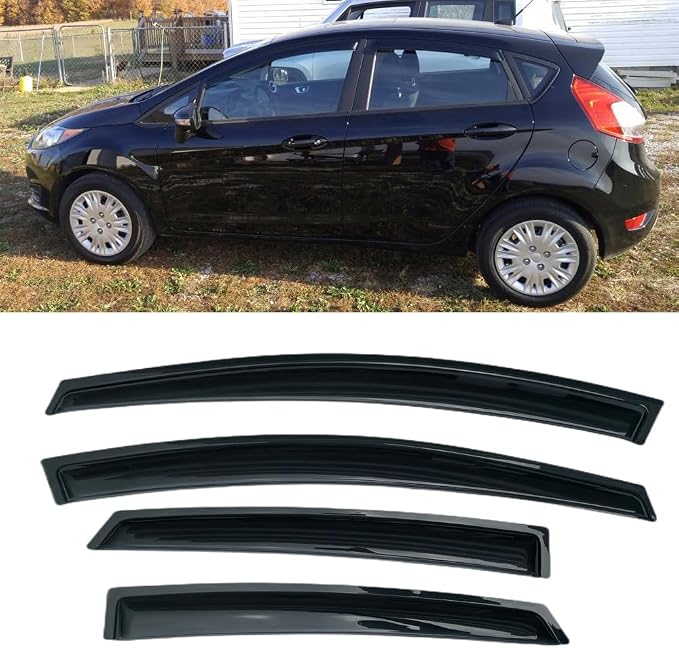 94547 Sunproof Waterproof Side Window Wind Deflector, 4pcs Protective Replacements Rain Guards Set, Window Visor fit for 2009-2019 Ford Fiesta (Only for Hatchback Not for Sedan)