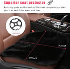 Sheepskin Car Seat Cushion, Comfortable Soft Fur Wool Auto Front Seat Cover, Vehicle Seat Protector Pad for Warm Winter Office Chair, Universal Decor Car Accessories (Black)