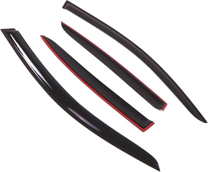 WD2-495 Dark Smoke 4 Pcs Set Window Visor (Outside Mount) Deflector Rain Guard Compatible with 2002-2006 BMW 745i 750i