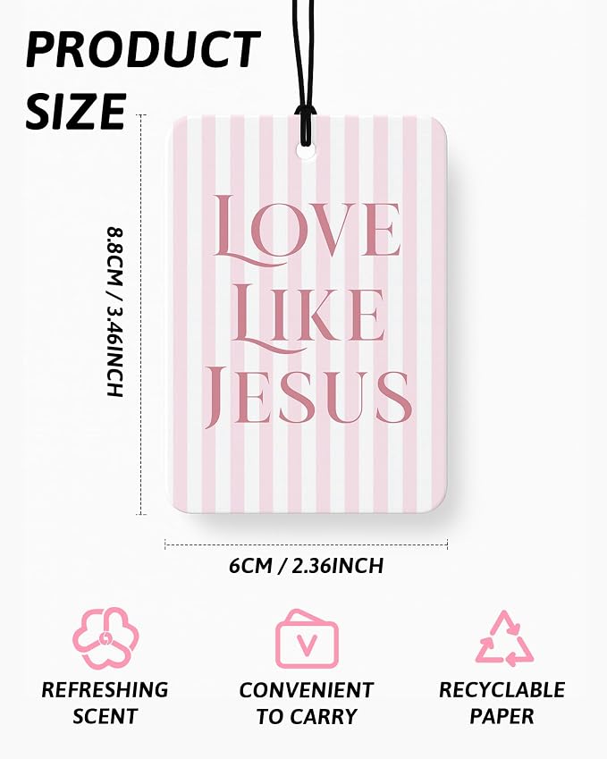 Coquette Pink Christian Car Air Freshener 4 Pcs Coconut Scented, Faith Based Girly Car Accessories Mirror Decor for Women, Religious Hanging Air Freshener for Cars Closet Drawer Books