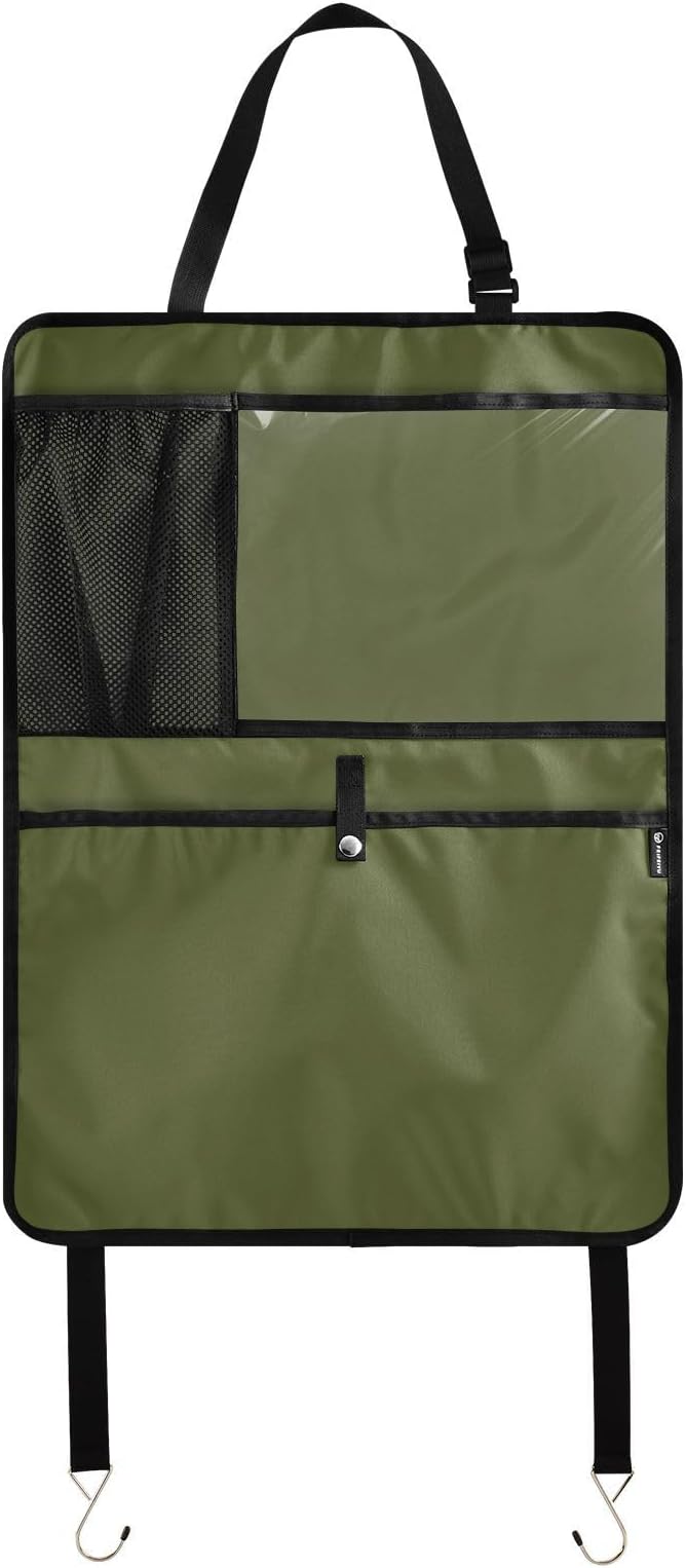 Seat Back Organizer Army Green Kick Mats Backseat Protector, Back of Seat Protector for Kids Feet Car Seat