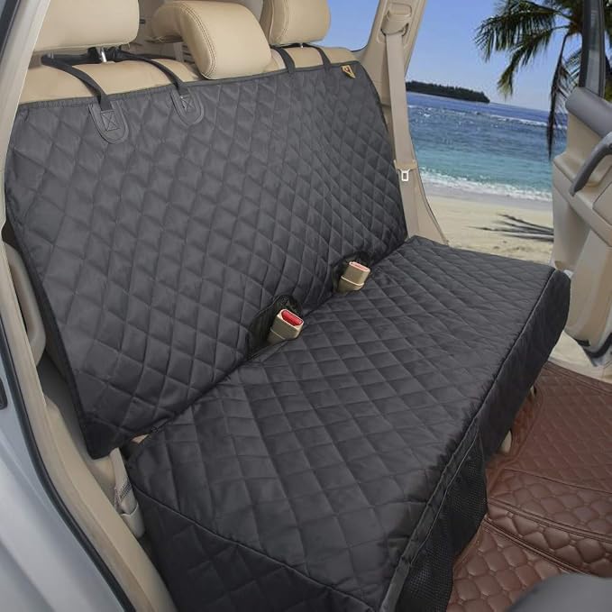 Deluxe More Durable Waterproof Backseat Protector, High Heat Resistant and Nonslip Back Seat Cover for Dogs Kids, Universal Size Fits Cars, Trucks, SUVs