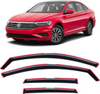 in-Channel Rain Guards for Volkswagen (VW) Jetta 2019-2026, Window Visor Shields Vent Deflector Shade Wind Dark Smoke 2020 2021 2022 2023 2024 2025 19 20 21 22 23 24 25 26, Tape-On Inside-Mount, 4PCS