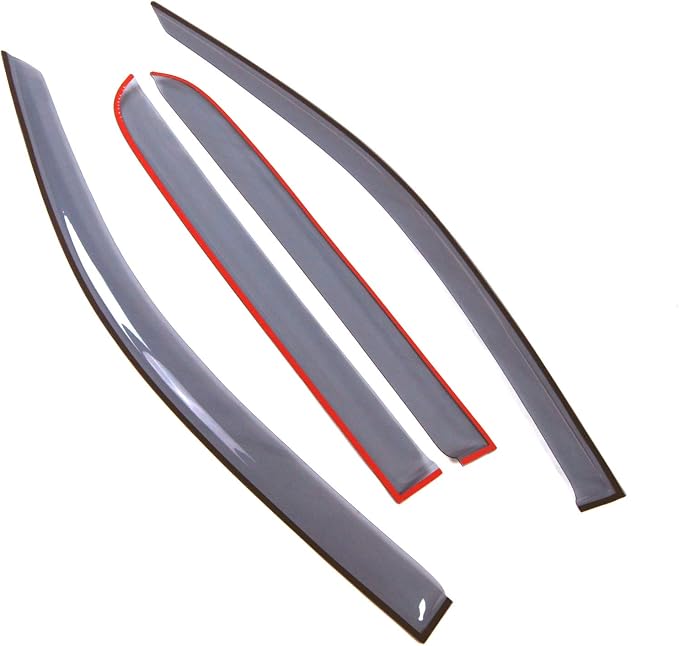 Car Window Rain Guard | Outside Mount Visors Auto Side Window Deflectors | Windows Visor Rain Shields Compatible with 2013-2016 GMC Canyon Crew Cab | 4 Pcs Set, LGWV2-784-2 / LGWV2-786, Light Tinted