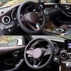 Breathable Car Steering Wheel Cover 15 inch Auto Universal Leather Wrap Non-Slip Steeringwheel Protector Automotive Interior Accessories, Black (Suit for 14 1/2-15 inch)