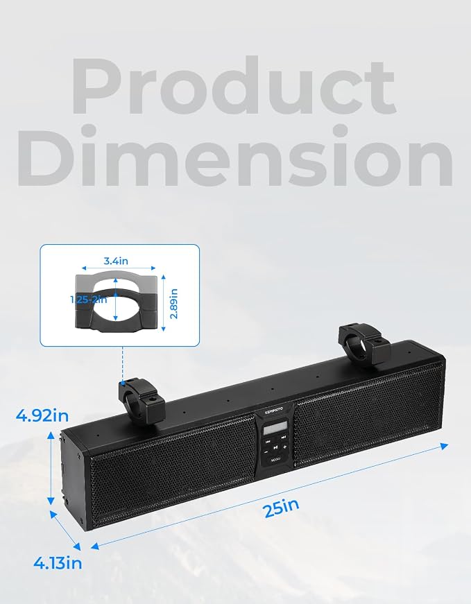 6-Speaker Metal UTV Sound Bar, 25-inch IP65 Waterproof Golf Cart Sound Bar, ATV Speaker with RGB, SxS Soundbar Compatible with Polaris RZR Can-Am w/ 1.25 in - 2 in Roll Bar