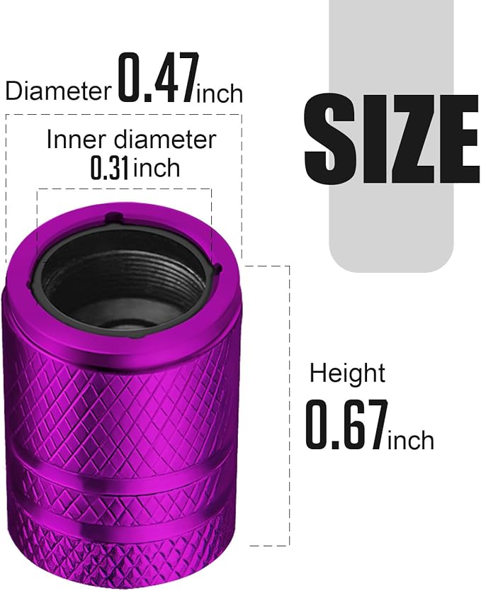 Tire Valve Stem Caps - (4 Pack) Cat Paw Print Metal Air Caps with Plastic Liner, Durable, Corrosion Resistant and Leak-Proof, Universal Fit for Cars, Trucks, Motorcycles, and Bikes - Purple