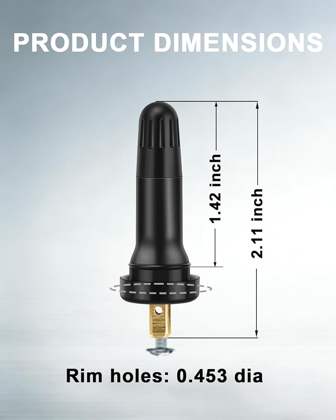 5 Pcs TPMS 20008 Rubber Valve Stems - Snap-in Replacement Valve Stems for TPMS Sensors, Fits 0.453" Rim Hole for Cars, Trucks, SUVs