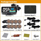 Parktronic 8 Parking Sensors Kit Reverse Backup Radar System Rear and Front View with Sound Warning Ultrasonic Distance Detection for Car Vihicle