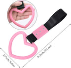 2 Pieces Heart Shaped Car Handle Straps Drift Charm Rear Bumper Warning Ring Decor Subway Bus Broken Heart Handle for Car Interior(Light Pink)