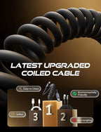 Coiled USB C Cable, 2 Pack for Android Auto & CarPlay Cable, Short USB A to USB C Cable C Gifts for Men Women ompatible with iPhone 17/16/15, Samsung Galaxy S25/S24/S23 A15/A14, Space Black 4FT