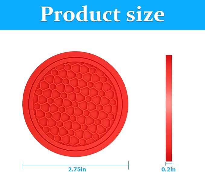 Mandark 4PCS Car Cup Holder Coasters, 2.75 Inch Non-Slip Insert Water Bottle Holder Pads, Dustproof Automotive Interior Accessories Mat, Universal for Vehicles, Trucks, RVs and More (Red)