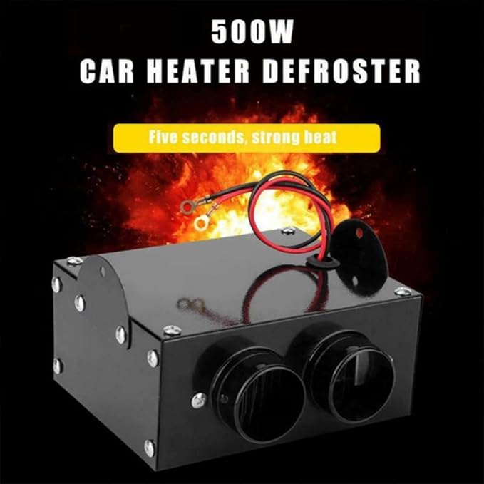Car Heater - Windshield De-Icers Car Defogger 24V 500W Car Heater 2 in 1 Portable Car Heaters and Cooling Fan with Purification for Winter 2 Holes