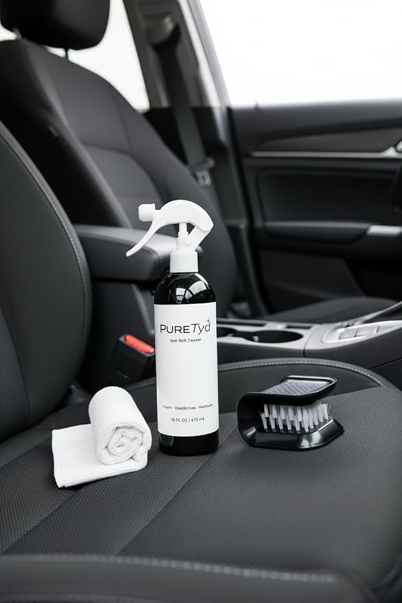 Seat Belt Cleaning Kit – 16 oz Ready-to-Use Cleaner, Seat Belt Brush & Microfiber Cloth, Automotive Interior Cleaning Kit | Full Kit