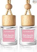 Car Air Freshener Diffuser 2 Pack Hanging Air Freshener Diffuser - Pink Sparkle Champagne Fragrance Oil Air Diffuse r for Car, 45+ Days Long Lasting Fragrance Made in USA (P38)