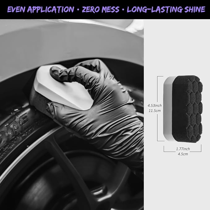 6Pcs Car Wheel & Tire Brush Kit, Professional Wheel Detailing Kit with Scratch-Free Rim Brush, Tire Brushes, Detailing Brush, Microfiber Towel & Tire Shine Applicator Pad, Vibrant Purple
