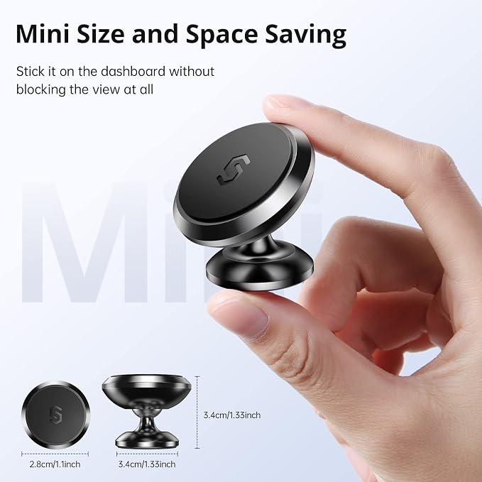Magnetic Car Phone Holder for Dashboard, 360° Adjustable Strong Magnets Cell Phone Car Mount Compatible with iPhone, Samsung, Android etc.
