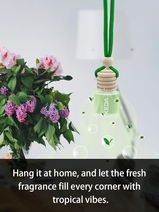 Ikeda Car Air Freshener: Hanging Car Smell Air Freshener | 10ml Hanging Car Perfume | Long Lasting Fragrance | Strong Scents Diffuser for Auto Home (Green tea|Circular)