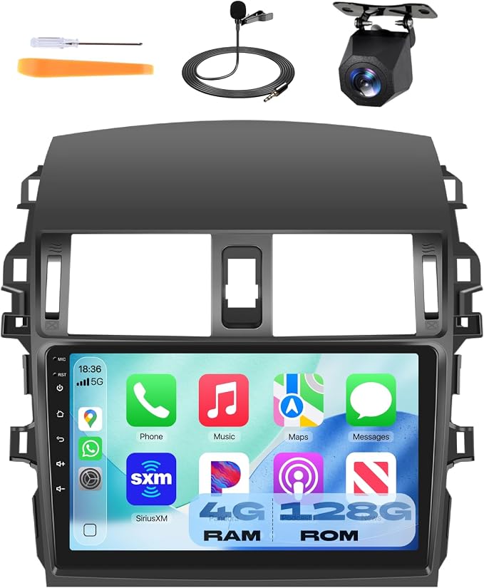 4GB+128GB Car Stereo for Toyota Corolla (2009-2013) 9-Inch in-Cell Touchscreen 720x1280P Android Car Radio Wireless CarPlay Android Auto FM BT WiFi
