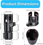 Cup Holder Expander for Car, 2-in-1 Car Cup Holder Expander Adapter with 360° Adjustable Base, Compatible with Most Large Bottles Drinks Mugs, Multiple Scenarios Use for Commuting, Road Trip (Black)