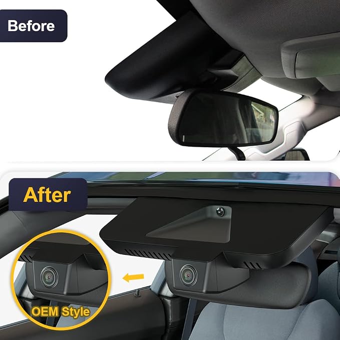 Front 2K+Rear 1080P Dash Cam Adapts for Toyota Tundra 2022-2026 Hybrid & Sequoia 2023-2026 (Gen3), OEM Style, Dual HD Video, WiFi & APP, Loop Recording, G-Sensor, Easy to Set, 64GB Card