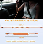 Coiled USB A to USB C Cable for Car [6FT, 2Pack], USB to USB C Cable Fast Charging 60W, USB Type C Cable iPhone Charger USBC Cord for iPhone 17/16/15/Pro Max/Plus/Samsung Galaxy S26/S25/Ultra-Orange
