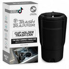 Car Trash Can Cup Holder | Mini Car Trash Can | Fits in Most Doors | 5.1" x 2.9" | Traps More & Empties Less, Patent-Pending Compaction, Holds Weeks of Small Garbage, Black/Grey