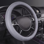 Car Steering Wheel Cover,14.5-15 Inch Gray Faux Suede Universal Memory Foam Auto Steering Wheel Covers Breathable Anti-Slip Odorless Steering Wheels Accessories for Men Women