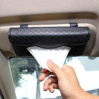 Car Tissue Holder - Sun Visor Napkin Holder, PU Leather Backseat Tissue Case for Truck (Black)