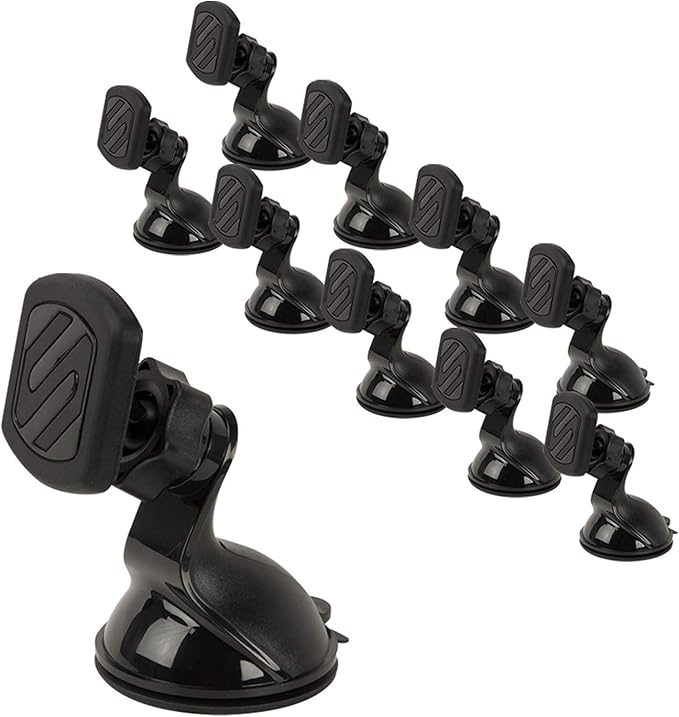 MAGWSM-10PKFLT MagicMount Magnetic Suction Cup Phone Mount for Car Dashboard or Windshield, 360° Adjustable Magnet Head, Universal Cell Phone Holder for iPhone, Samsung & More (Pack of 10)