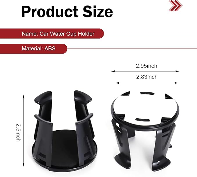 2PCS Car Cup Holder Insert, Auto Cup Holder Expander with Adaptive Clamping Arm, Self-Adhesive Adjustable Vehicle Cup Holders, Universal Expanding Drink Holders Adapter for Sedan, Truck, SUV