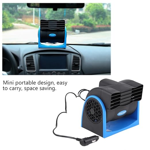 12V Car Auto Cooling Fan, 6.5 x 5.1inch Car Fans Car Vehicle Electric Cooling Fan 2 Speed Auto Mini Adjustable Speed Cooling Air Fan, Cable Length 5.2ft