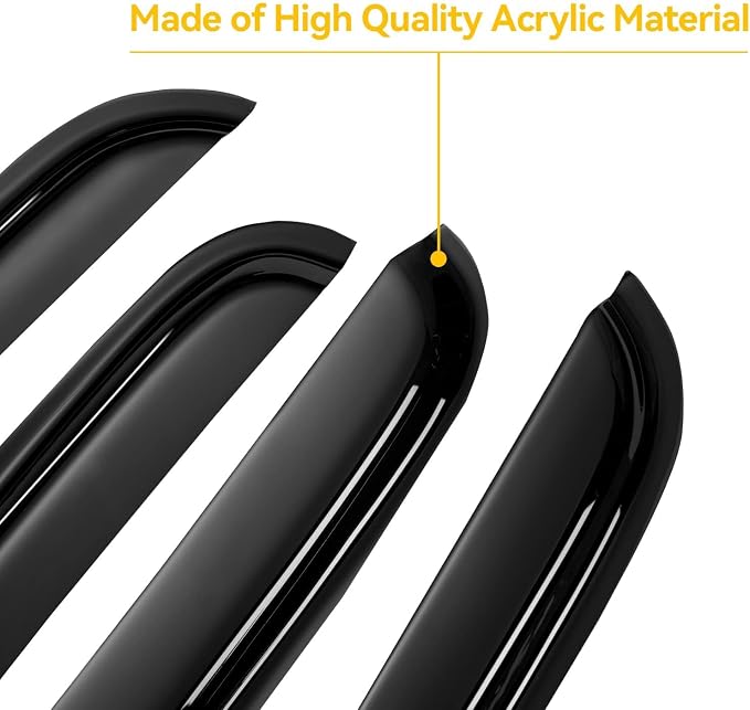 Window Rain Guards for 2007-2013 Chevy Silverado/GMC Sierra 1500/Avalanche, 07-14 Silverado/Sierra 2500HD 3500 HD/Suburban/Yukon XL Window Visors Vent Guard Shade Deflector Crew Cab