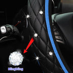 Bling Car Steering Wheel Cover, Non-Slip Elastic Stretch Leather Auto Steering Wheel Protector, Sparkling Diamond Vehicle Decor Accessories for Women Girls, Universal for Vehicles (Blue)