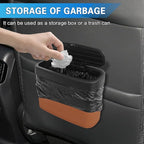 2PCS Car Trash Can with Lid, Press-Top Car Trash Bin with 30PCS Cars Trashs Bags, Small Automotive Dustbin Garbage Container Universal Fit Most Cars Office Home (2pcs-Brown)