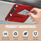 2 PCS Car Sun Visor Organizer, Small Auto Visor Organizer and Storage, Registration and Document Holder for Sunglasses, Card, Pen, Driver License, Car Accessories (Red)