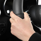 Nappa Leather Steering Wheel Cover, Universal 14.5–15 Inch Non-Slip Breathable Steering Wheel Cover for Car Interior Accessories, Black
