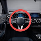 Car Silicone Steering Wheel Cover, Soft Anti-Slip Auto Steering Wheel Protector Fit 14 Inch, Universal Vehicle Interior Accessories for Cars, SUVs, Trucks, and Vans (Red)