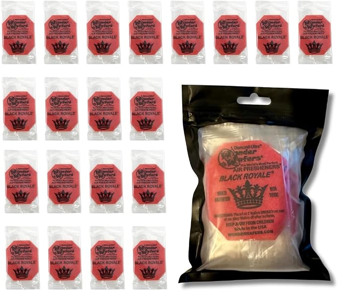 Wonder Wafers 20 Count Air Fresheners Individually Wrapped, Black Royale Fragrance