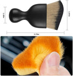 2PCS Car Interior Detailing Brush with Dust Cover, Auto Soft Hair Cleaning Brushes, Scratch Free Curved Dirt Collectors, for Vehicle Dashboard Air Conditioner Vents Leather(Brown/Black)