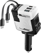 Retractable Car Charger with Retractable Cables (31.5 inch), 4 in 1 Super Fast Car Phone Charger, 2 USB Ports Car Charger Adapter, Compatible with iPhone 15 14 13 12 11 Pro Max, iPad, Pixel