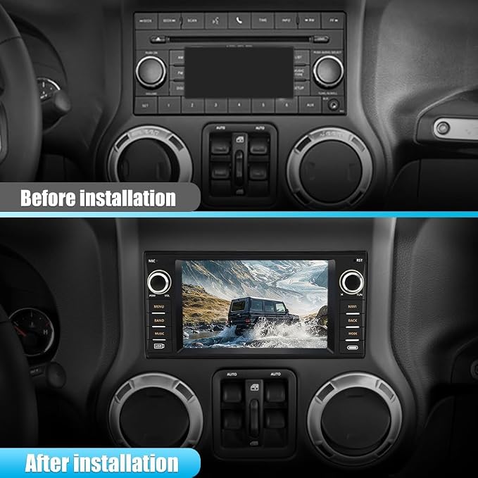 8Core Car Radio Stereo for Dodge RAM 2009-2012 Avenger Challenger Jeep Wrangler, 7 Inch Touch Screen with Android 13 Wireless CarPlay Android Auto Backup Camera